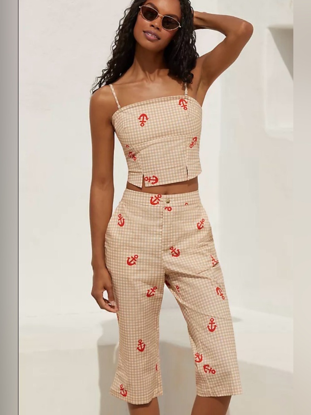 Anthropologie nautical Sailor Summer Set ~ tank top and cropped pants - Picture 3 of 8